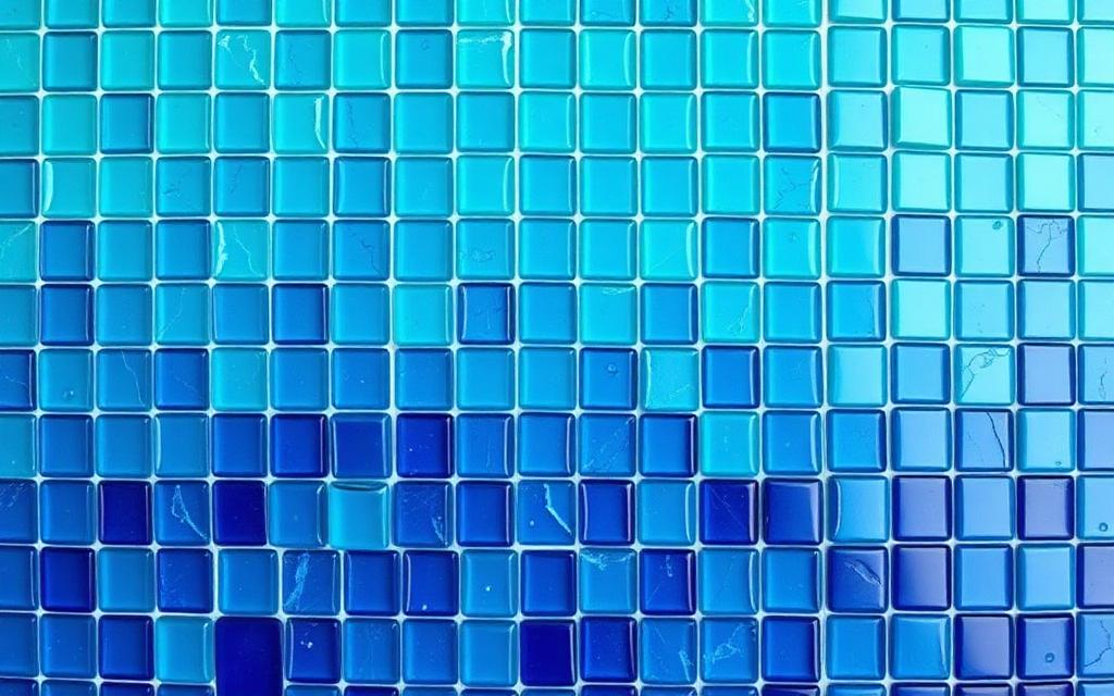 Ocean blue ombre gradient mosaic from deep navy to bright aqua